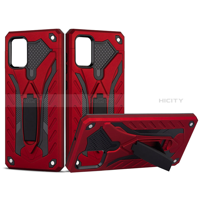 Funda Bumper Silicona y Plastico Mate Carcasa con Soporte YF2 para Samsung Galaxy A71 5G Rojo