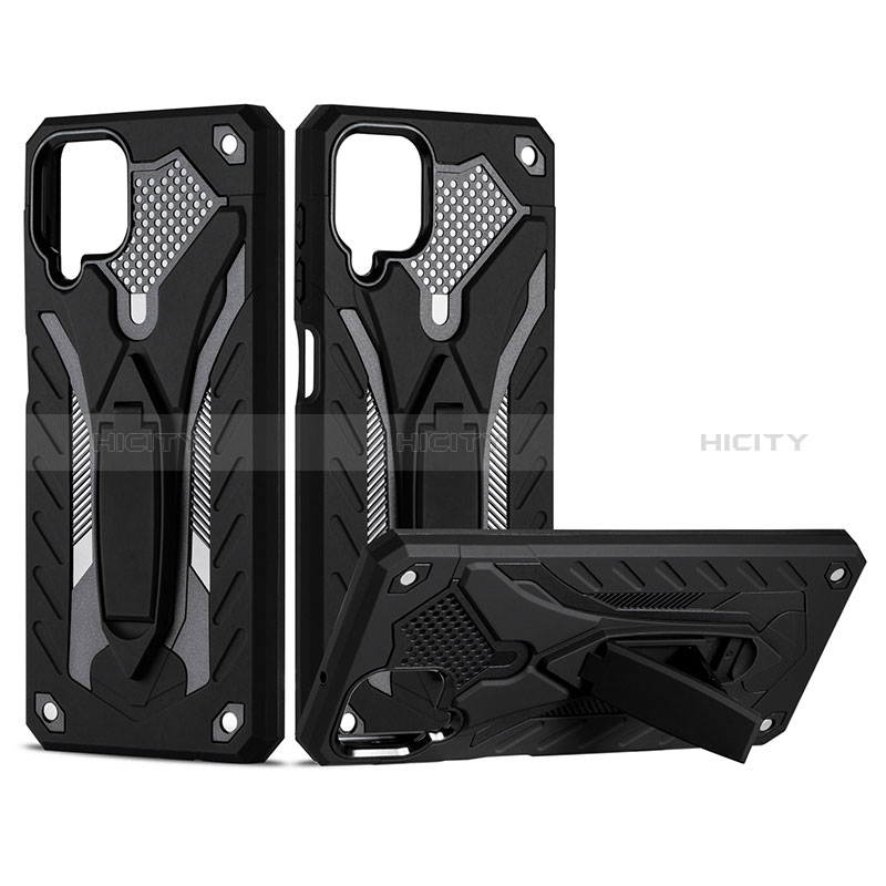 Funda Bumper Silicona y Plastico Mate Carcasa con Soporte YF2 para Samsung Galaxy F12