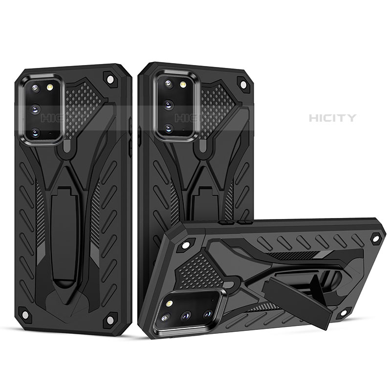 Funda Bumper Silicona y Plastico Mate Carcasa con Soporte YF2 para Samsung Galaxy M02s Negro