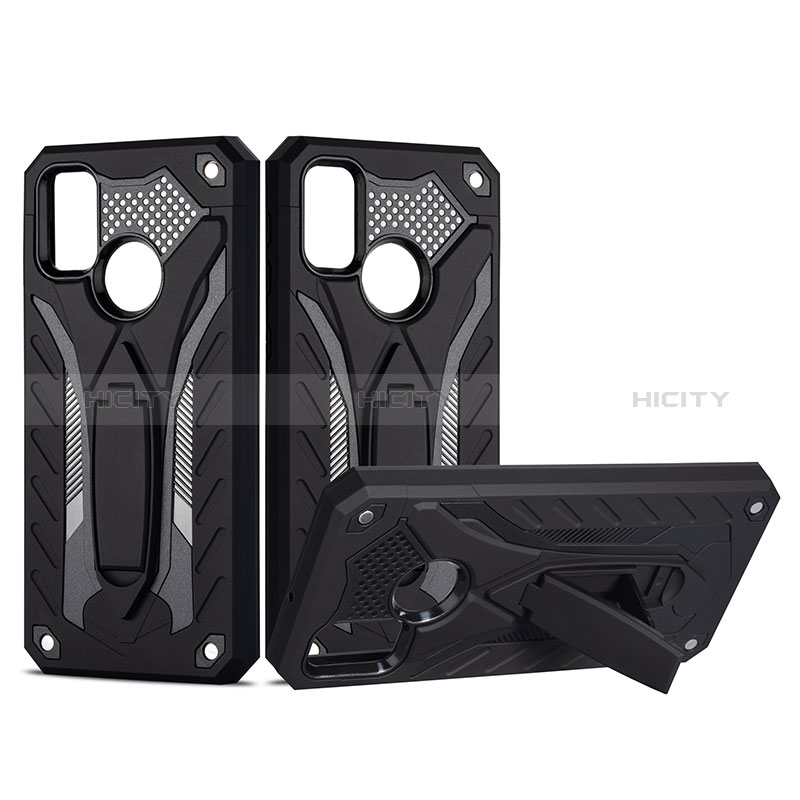 Funda Bumper Silicona y Plastico Mate Carcasa con Soporte YF2 para Samsung Galaxy M21