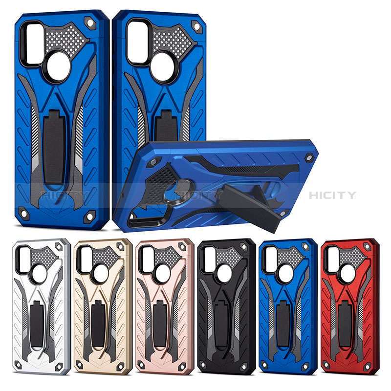 Funda Bumper Silicona y Plastico Mate Carcasa con Soporte YF2 para Samsung Galaxy M21