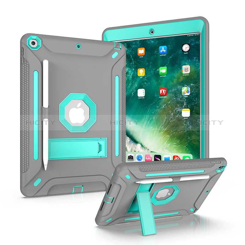 Funda Bumper Silicona y Plastico Mate Carcasa con Soporte YJ1 para Apple iPad 10.2 (2019) Gris