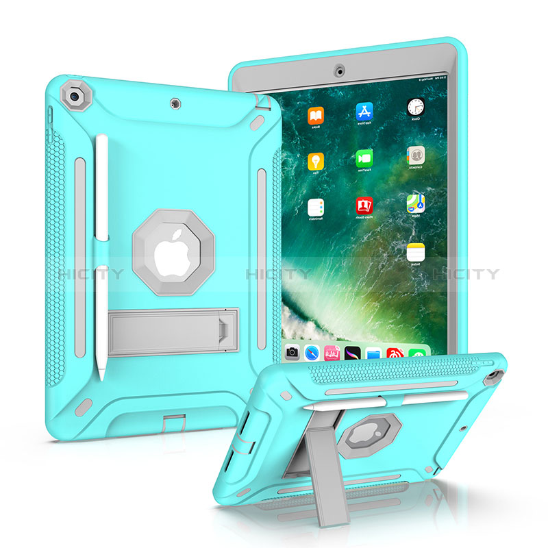 Funda Bumper Silicona y Plastico Mate Carcasa con Soporte YJ2 para Apple iPad 10.2 (2019) Azul Claro