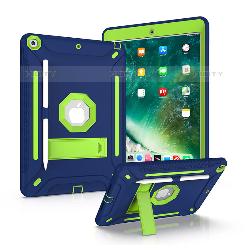 Funda Bumper Silicona y Plastico Mate Carcasa con Soporte YJ2 para Apple iPad 10.2 (2020) Azul