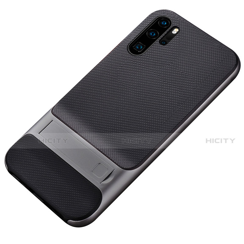 Funda Bumper Silicona y Plastico Mate Carcasa con Soporte Z01 para Huawei P30 Pro New Edition Gris