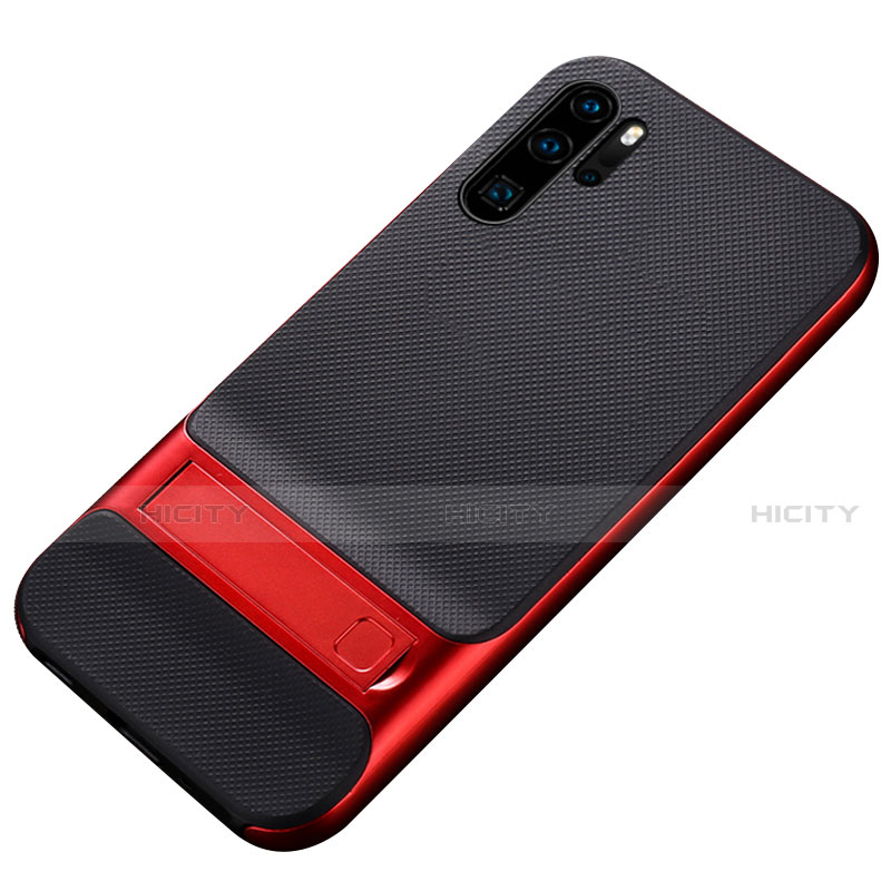 Funda Bumper Silicona y Plastico Mate Carcasa con Soporte Z01 para Huawei P30 Pro New Edition Rojo