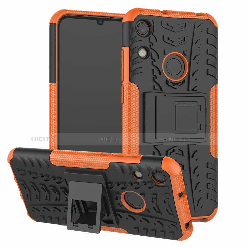 Funda Bumper Silicona y Plastico Mate Carcasa con Soporte Z01 para Huawei Y6 Prime (2019) Naranja