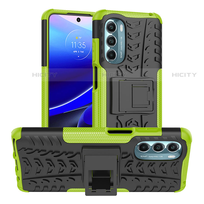 Funda Bumper Silicona y Plastico Mate Carcasa con Soporte Z01 para Motorola Moto G Stylus (2022) 5G Verde