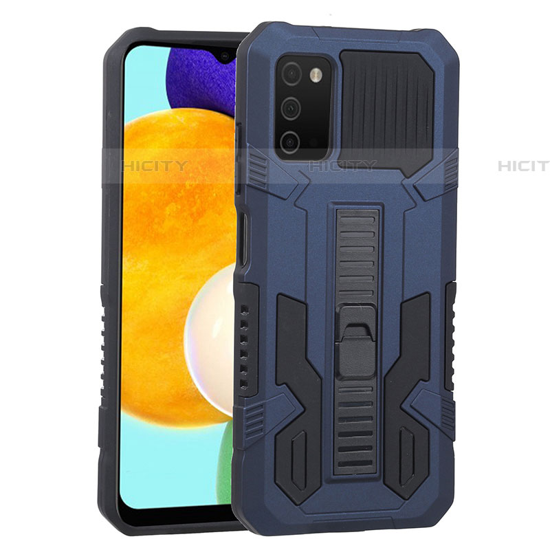 Funda Bumper Silicona y Plastico Mate Carcasa con Soporte ZJ1 para Samsung Galaxy A03s