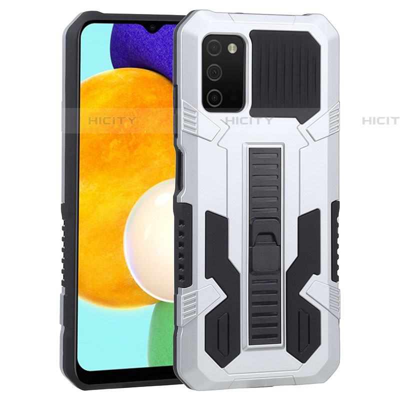 Funda Bumper Silicona y Plastico Mate Carcasa con Soporte ZJ1 para Samsung Galaxy A03s