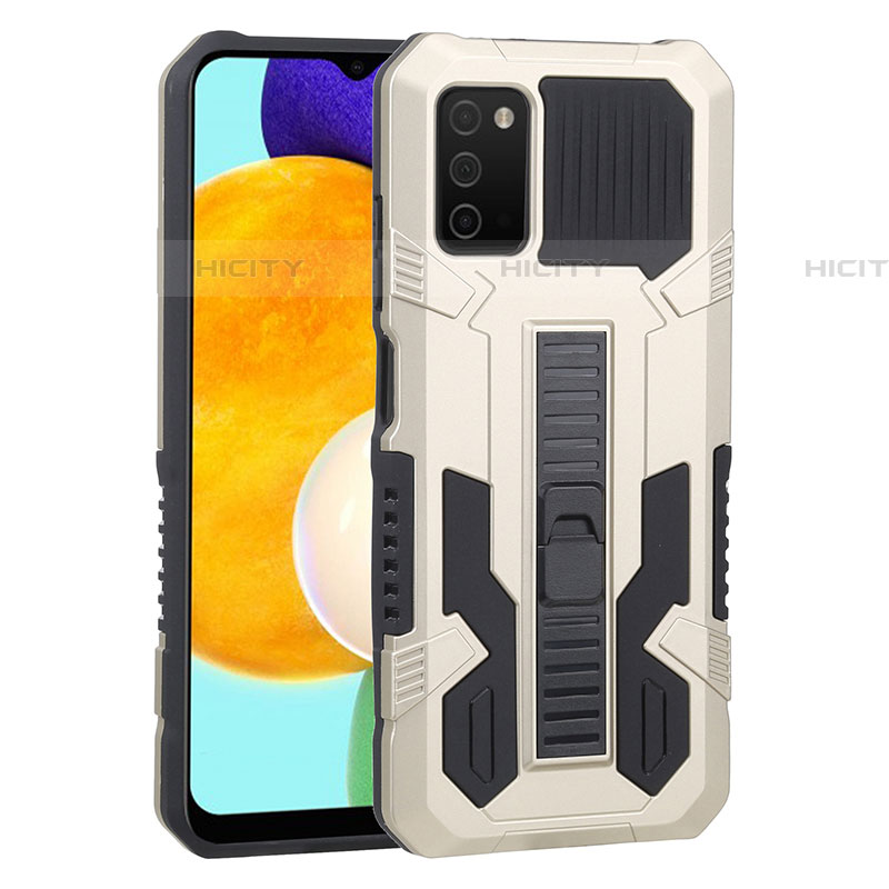 Funda Bumper Silicona y Plastico Mate Carcasa con Soporte ZJ1 para Samsung Galaxy A03s