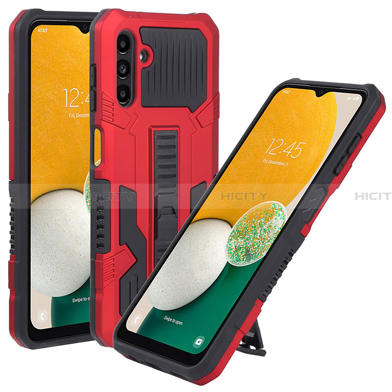 Funda Bumper Silicona y Plastico Mate Carcasa con Soporte ZJ1 para Samsung Galaxy A13 5G Rojo