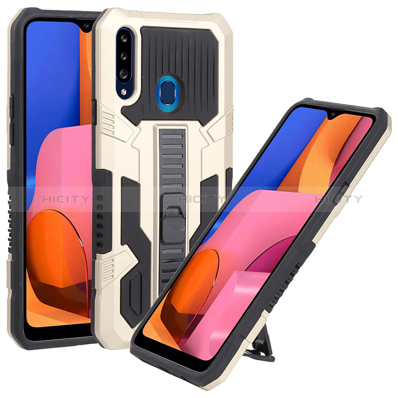 Funda Bumper Silicona y Plastico Mate Carcasa con Soporte ZJ1 para Samsung Galaxy A20s