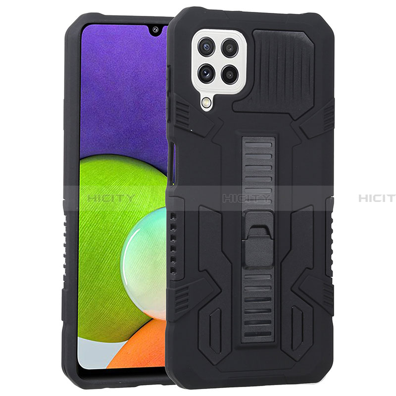 Funda Bumper Silicona y Plastico Mate Carcasa con Soporte ZJ1 para Samsung Galaxy A22 4G