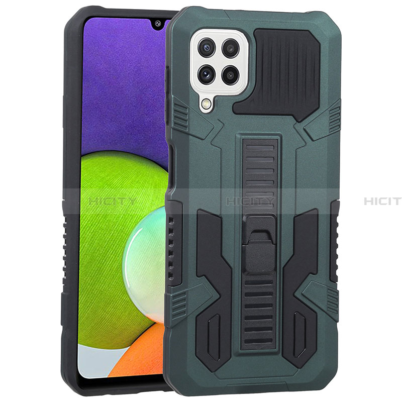 Funda Bumper Silicona y Plastico Mate Carcasa con Soporte ZJ1 para Samsung Galaxy A22 4G Verde