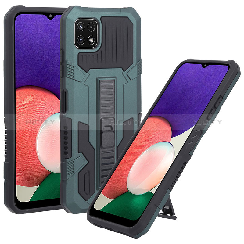 Funda Bumper Silicona y Plastico Mate Carcasa con Soporte ZJ1 para Samsung Galaxy A22s 5G Verde