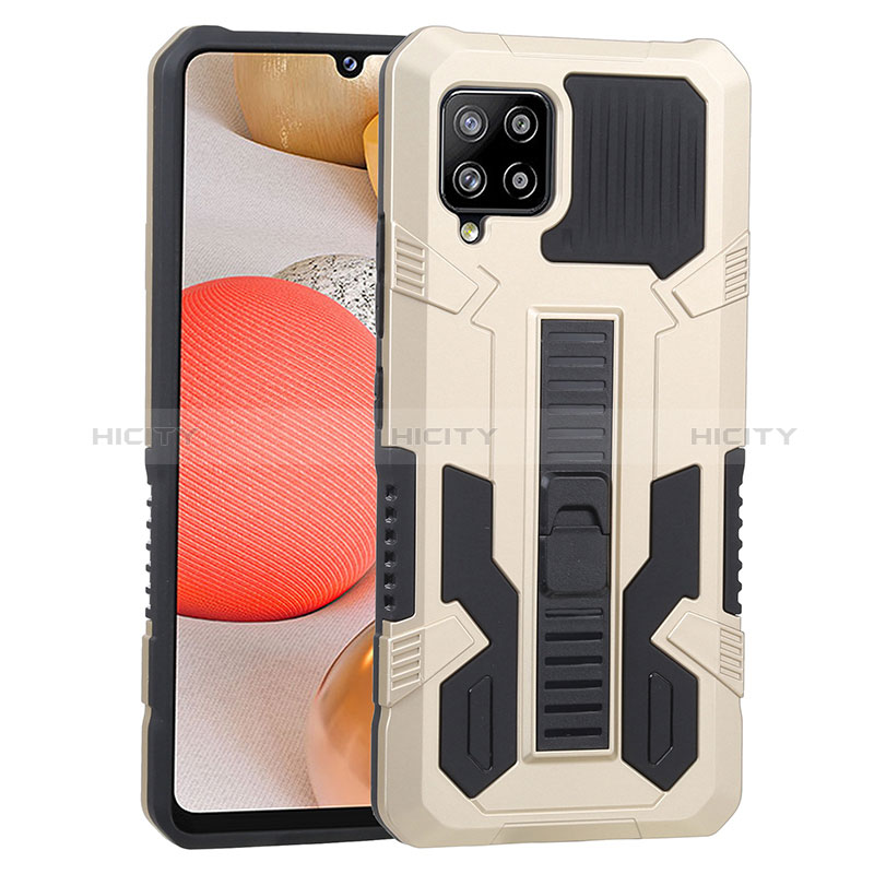 Funda Bumper Silicona y Plastico Mate Carcasa con Soporte ZJ1 para Samsung Galaxy A42 5G Oro