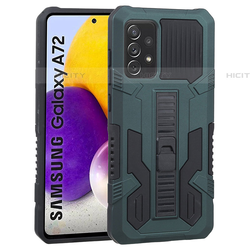 Funda Bumper Silicona y Plastico Mate Carcasa con Soporte ZJ1 para Samsung Galaxy A72 4G Verde