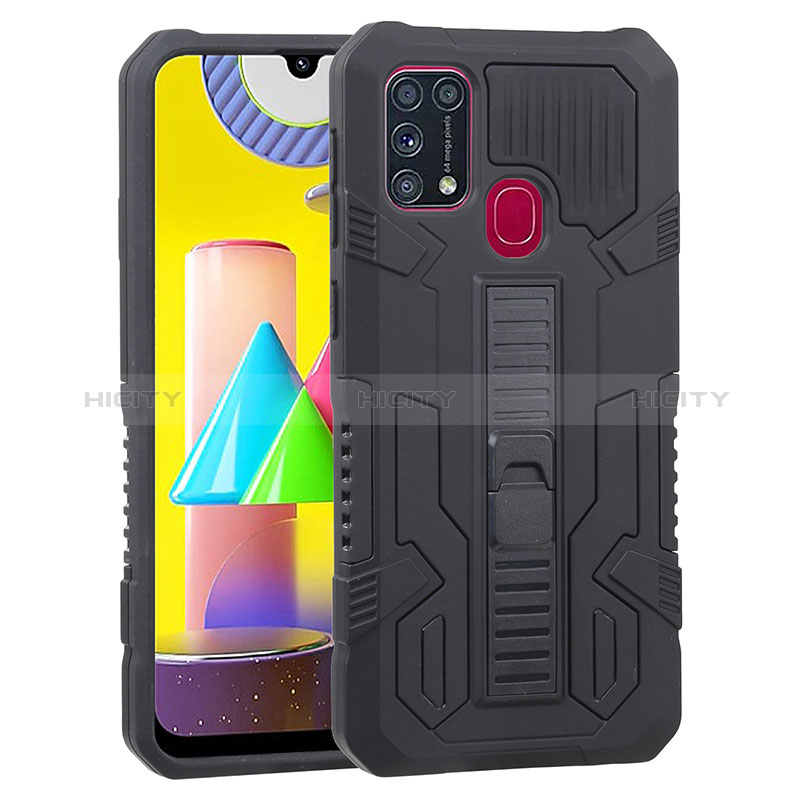 Funda Bumper Silicona y Plastico Mate Carcasa con Soporte ZJ1 para Samsung Galaxy M21s