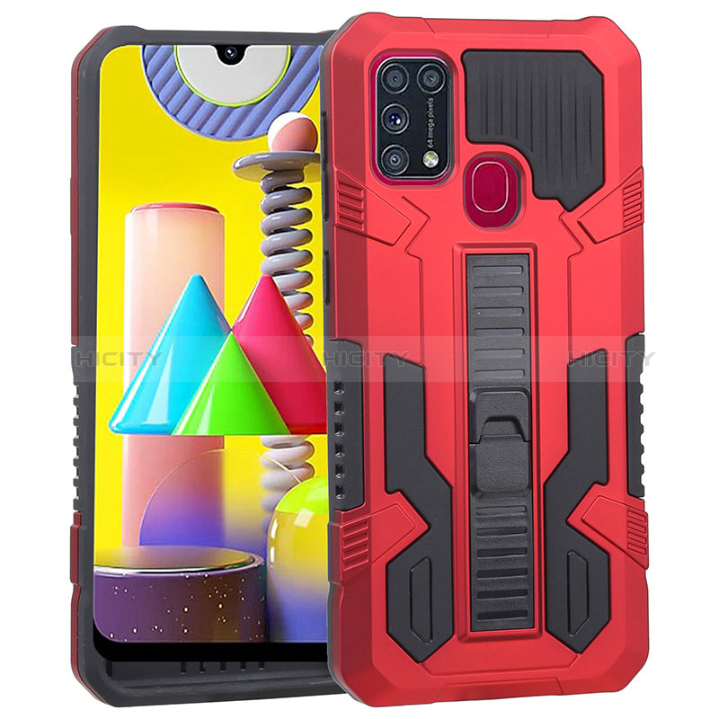 Funda Bumper Silicona y Plastico Mate Carcasa con Soporte ZJ1 para Samsung Galaxy M31 Prime Edition