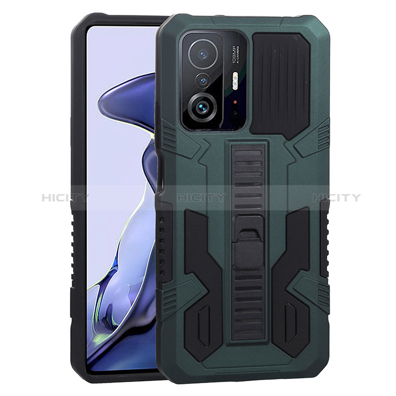 Funda Bumper Silicona y Plastico Mate Carcasa con Soporte ZJ1 para Xiaomi Mi 11T 5G