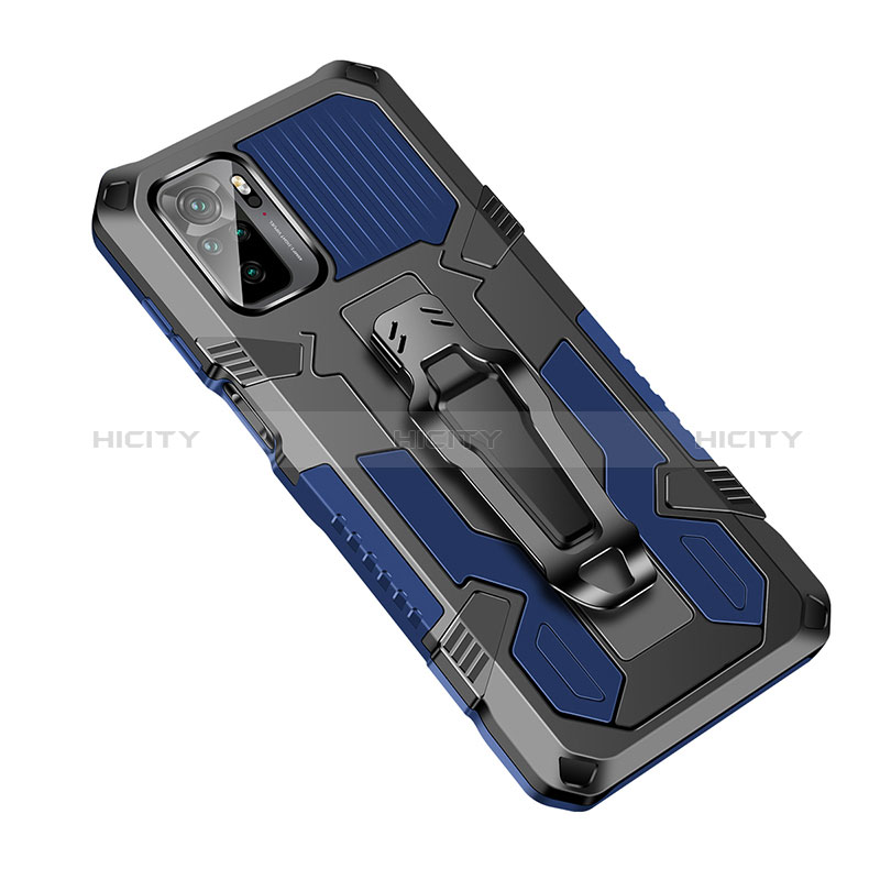 Funda Bumper Silicona y Plastico Mate Carcasa con Soporte ZJ2 para Xiaomi Poco M5S Azul