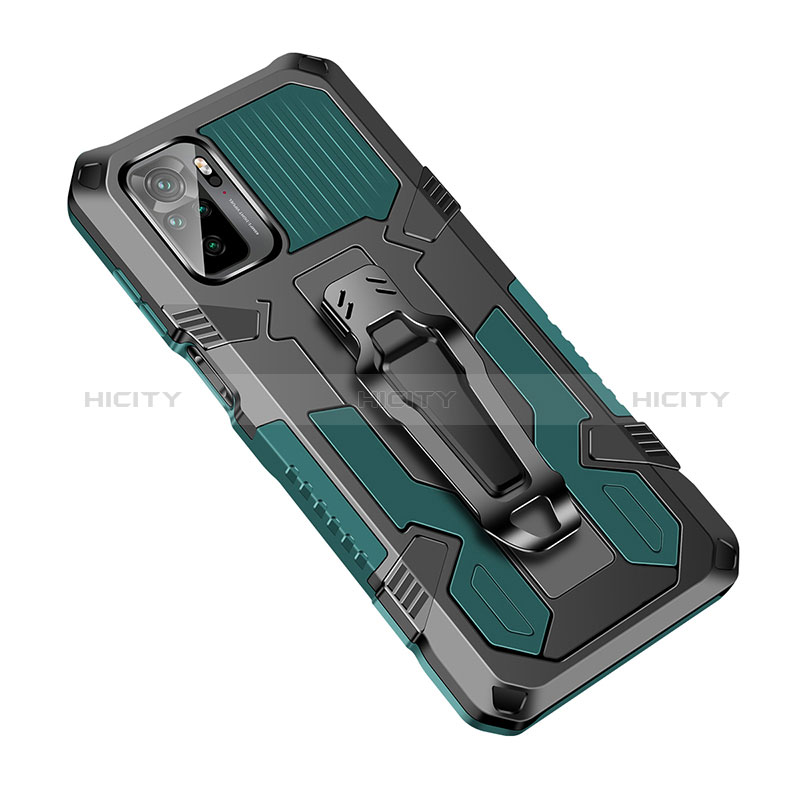 Funda Bumper Silicona y Plastico Mate Carcasa con Soporte ZJ2 para Xiaomi Redmi Note 10 4G Verde