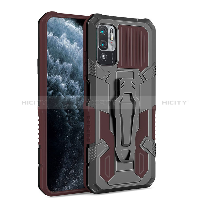 Funda Bumper Silicona y Plastico Mate Carcasa con Soporte ZJ2 para Xiaomi Redmi Note 10 5G