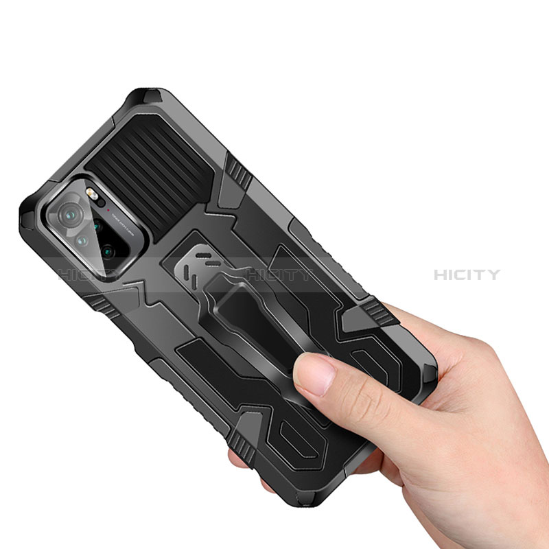 Funda Bumper Silicona y Plastico Mate Carcasa con Soporte ZJ2 para Xiaomi Redmi Note 10S 4G