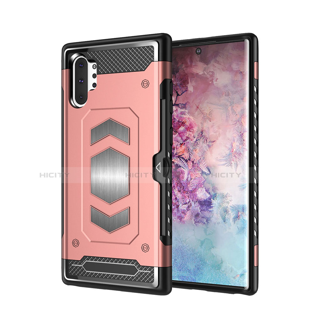 Funda Bumper Silicona y Plastico Mate Carcasa Magnetico para Samsung Galaxy Note 10 Plus Oro Rosa