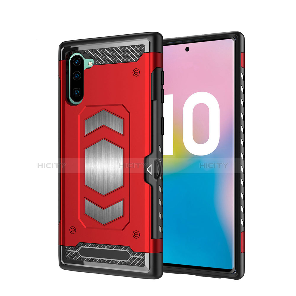 Funda Bumper Silicona y Plastico Mate Carcasa Magnetico para Samsung Galaxy Note 10 Rojo