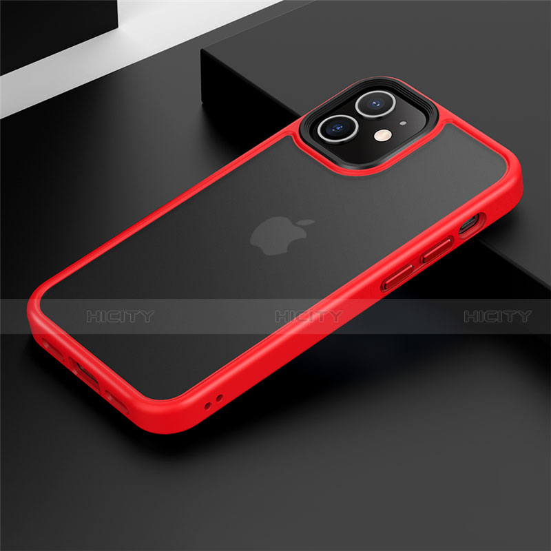 Funda Bumper Silicona y Plastico Mate Carcasa N01 para Apple iPhone 12 Mini Rojo