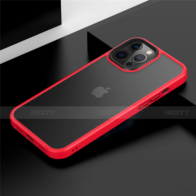 Funda Bumper Silicona y Plastico Mate Carcasa N01 para Apple iPhone 12 Pro Max Rojo