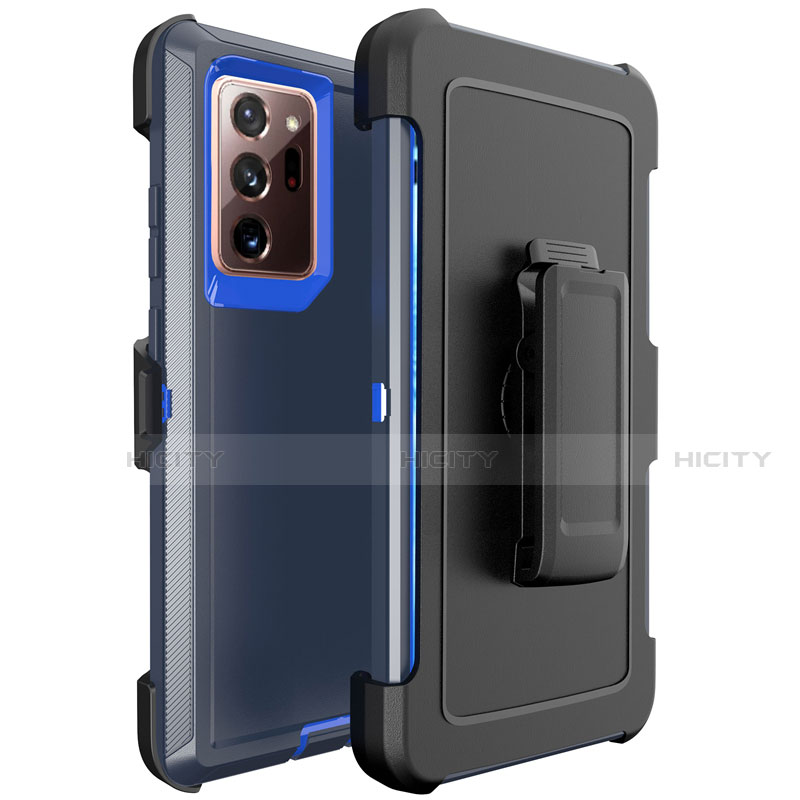 Funda Bumper Silicona y Plastico Mate Carcasa N04 para Samsung Galaxy Note 20 Ultra 5G Azul y Negro