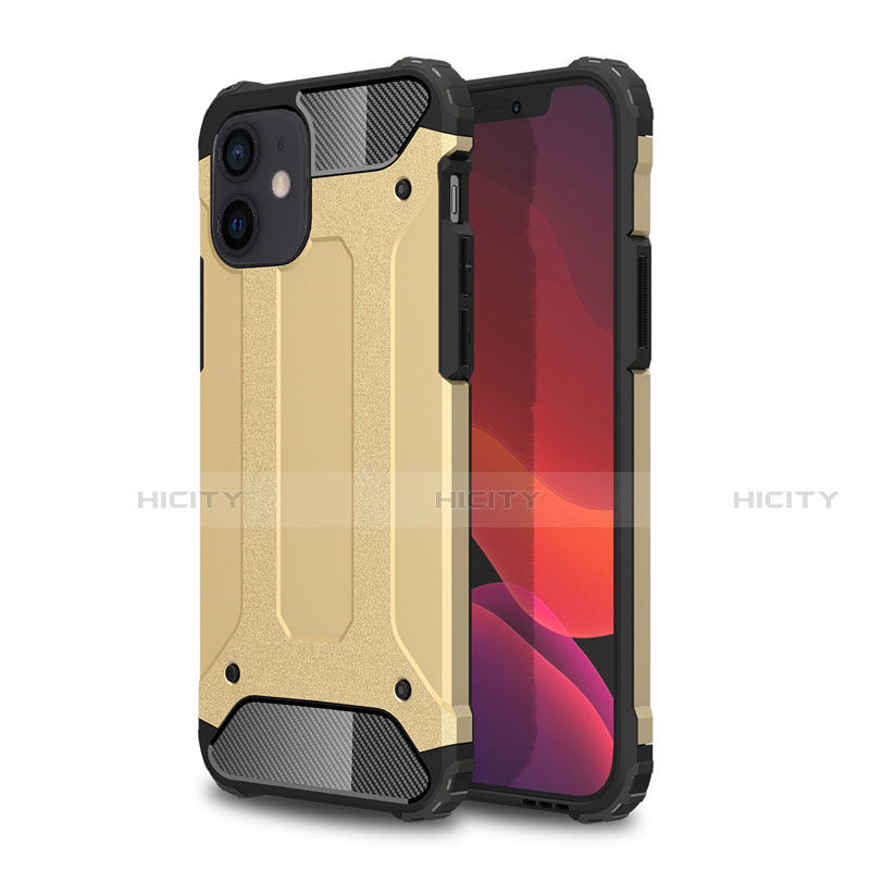 Funda Bumper Silicona y Plastico Mate Carcasa para Apple iPhone 12 Oro