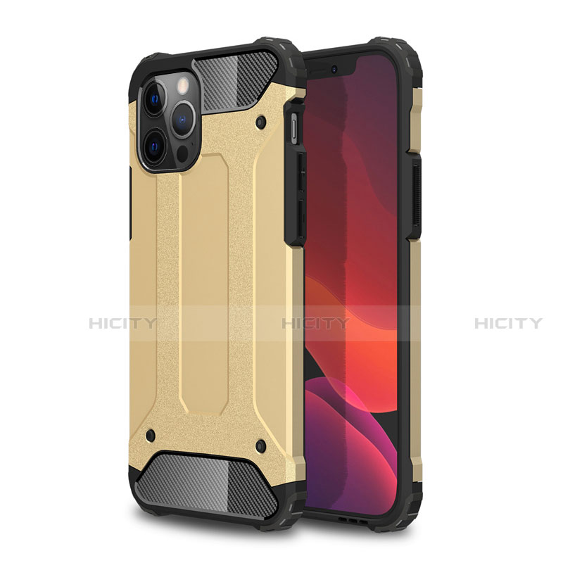 Funda Bumper Silicona y Plastico Mate Carcasa para Apple iPhone 12 Pro Max Oro