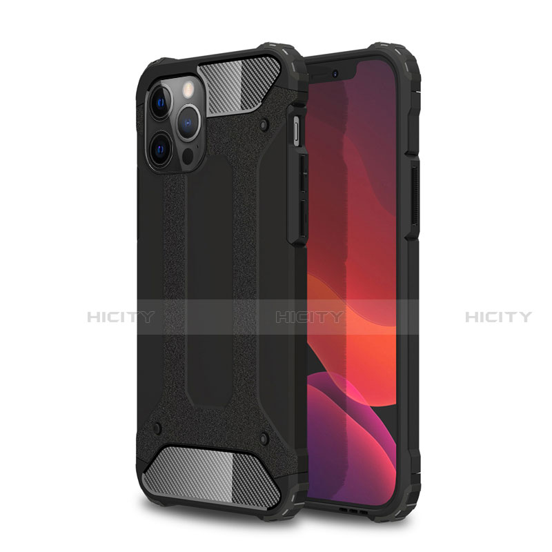 Funda Bumper Silicona y Plastico Mate Carcasa para Apple iPhone 12 Pro Negro