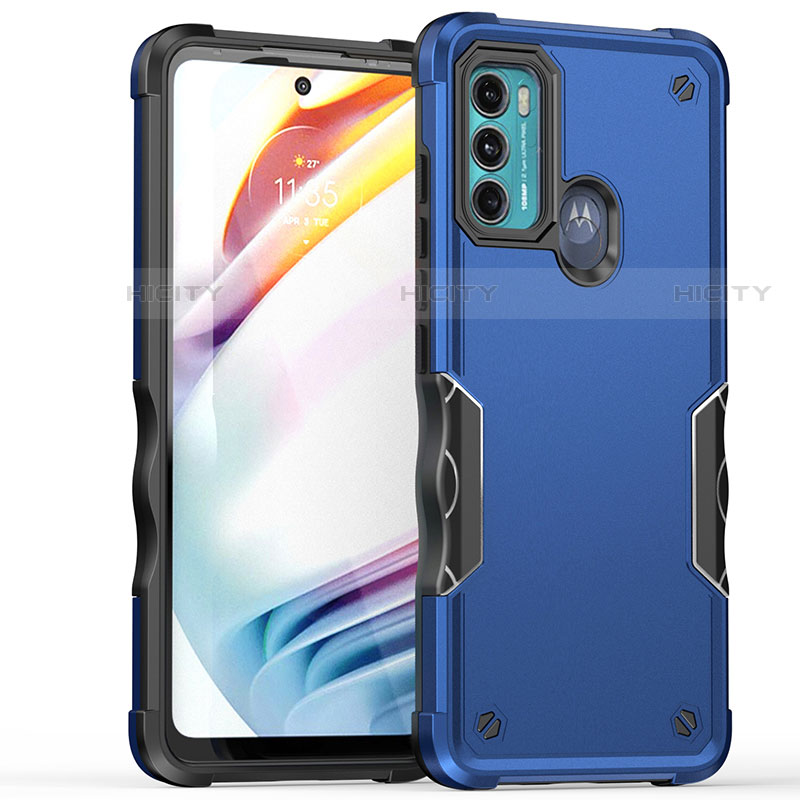 Funda Bumper Silicona y Plastico Mate Carcasa para Motorola Moto Edge 20 Lite 5G Azul