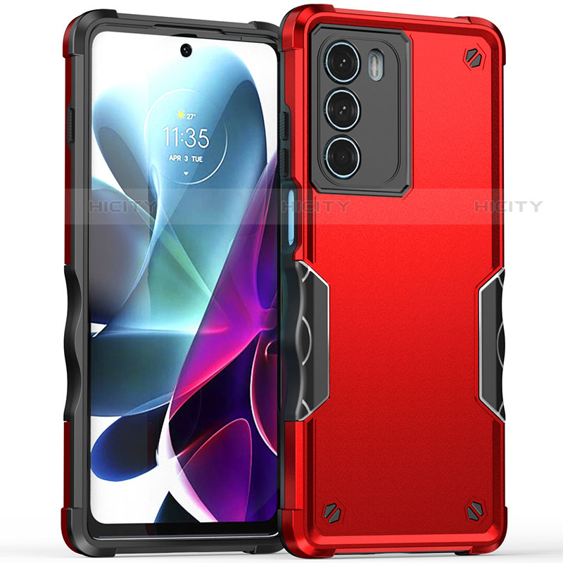 Funda Bumper Silicona y Plastico Mate Carcasa para Motorola Moto G200 5G Rojo