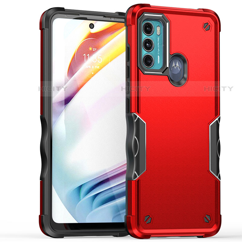 Funda Bumper Silicona y Plastico Mate Carcasa para Motorola Moto G40 Fusion Rojo