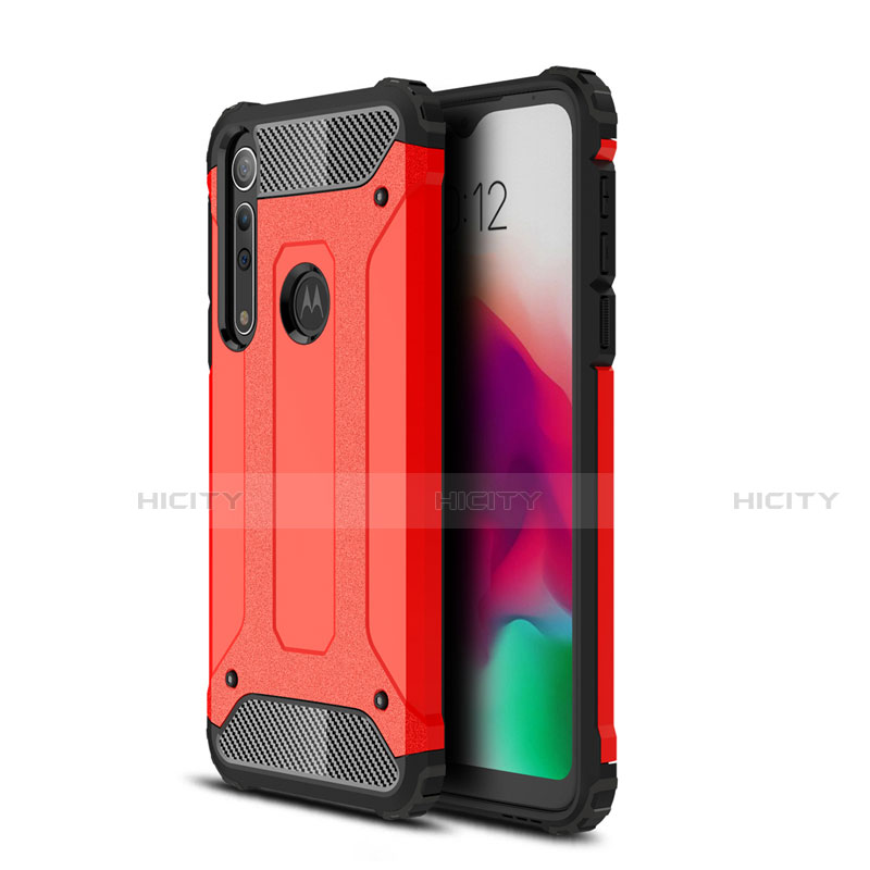 Funda Bumper Silicona y Plastico Mate Carcasa para Motorola Moto G8 Play Rojo