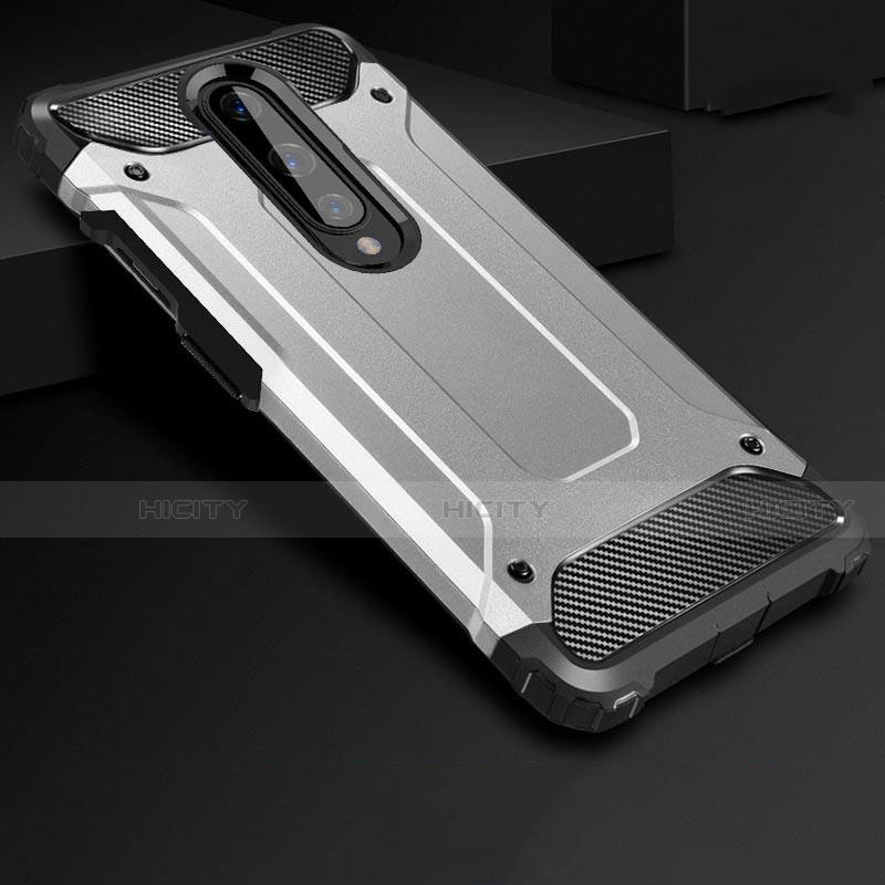 Funda Bumper Silicona y Plastico Mate Carcasa para OnePlus 8 Plata