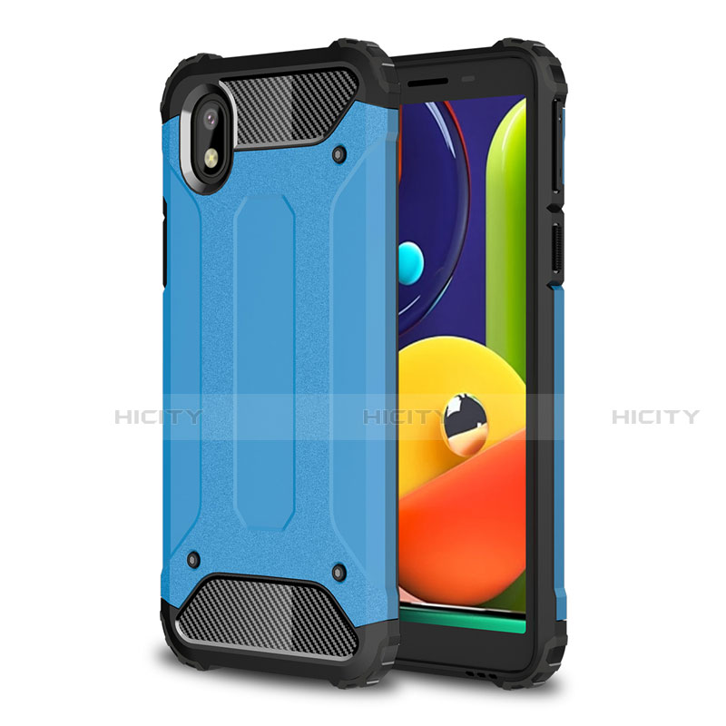 Funda Bumper Silicona y Plastico Mate Carcasa para Samsung Galaxy A01 Core Azul Cielo