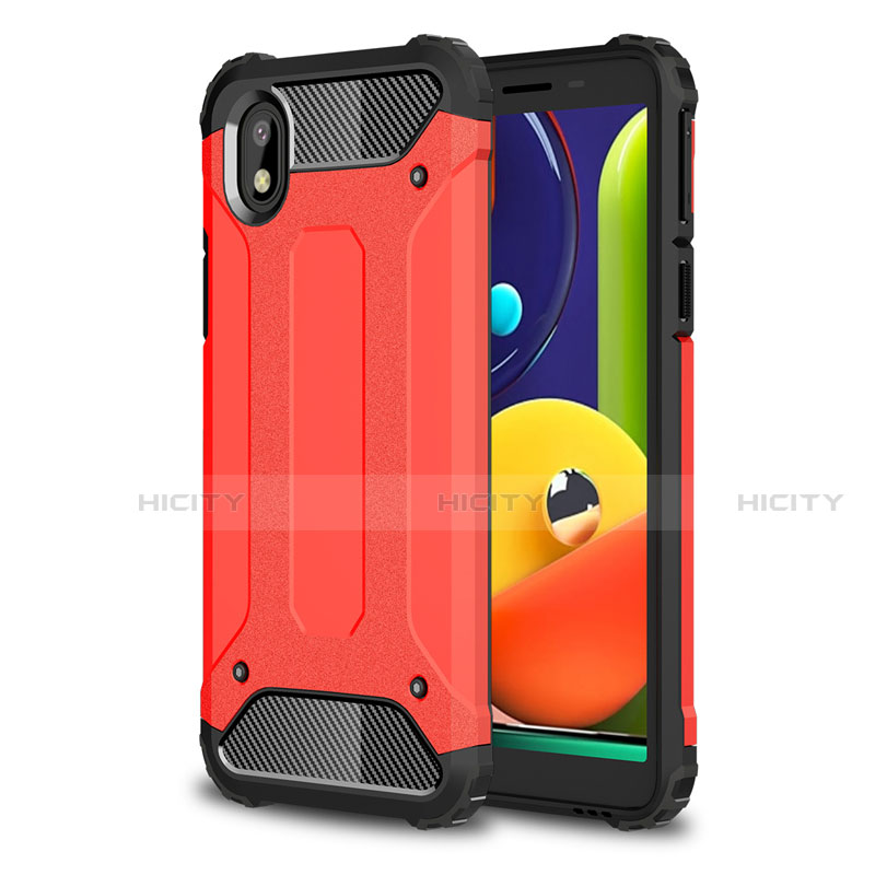 Funda Bumper Silicona y Plastico Mate Carcasa para Samsung Galaxy A01 Core Rojo