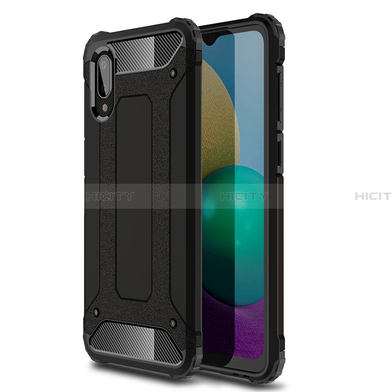 Funda Bumper Silicona y Plastico Mate Carcasa para Samsung Galaxy A02 Negro