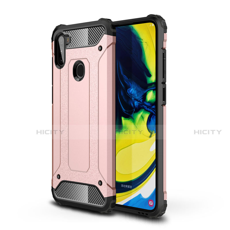 Funda Bumper Silicona y Plastico Mate Carcasa para Samsung Galaxy A11 Oro Rosa