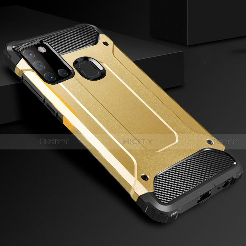 Funda Bumper Silicona y Plastico Mate Carcasa para Samsung Galaxy A21s Oro