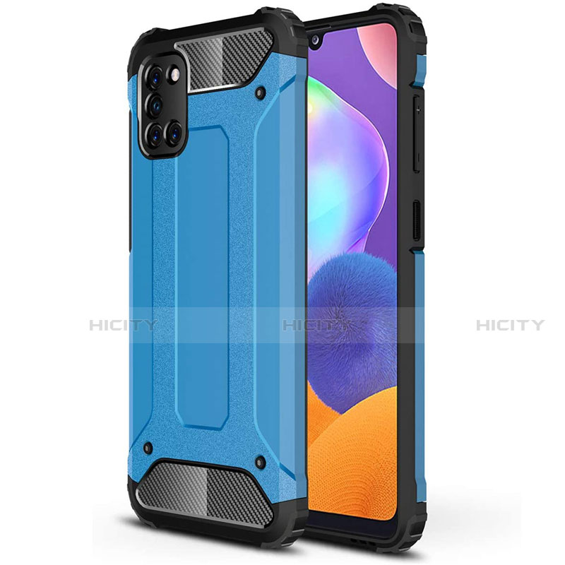 Funda Bumper Silicona y Plastico Mate Carcasa para Samsung Galaxy A31 Azul Cielo