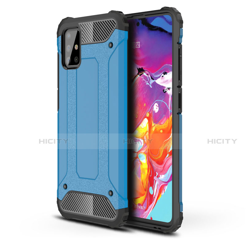 Funda Bumper Silicona y Plastico Mate Carcasa para Samsung Galaxy A51 4G Azul Cielo