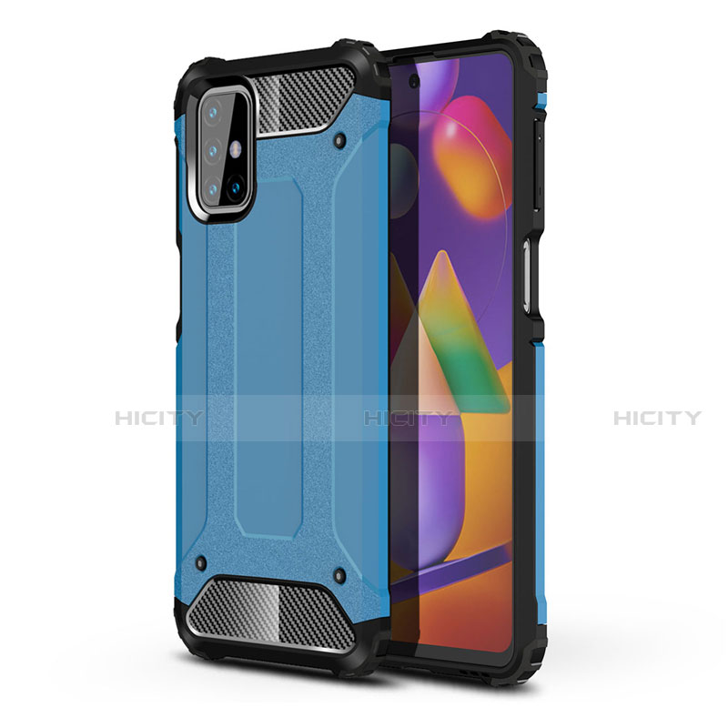 Funda Bumper Silicona y Plastico Mate Carcasa para Samsung Galaxy M31s Azul Cielo